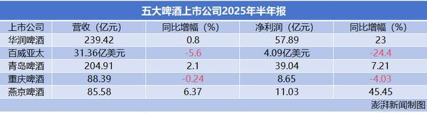 五大啤酒巨头上半年业绩分化:中高端产品支撑业绩,推新跨界动作多,发力非现